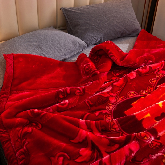 91家纺网 家纺一手货源 找家纺 好艺佳毛毯 2025新款（升级版）拉舍尔毛毯学生毯宿舍婚庆加厚双层毯子绒毯盖毯不掉毛毛毯 升级版-郎才女貌