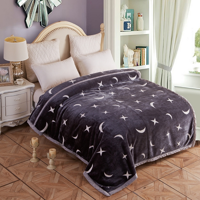 好艺佳毛毯 2025新款（升级版）拉舍尔毛毯学生毯宿舍婚庆加厚双层毯子绒毯盖毯不掉毛毛毯 升级版-星月传奇