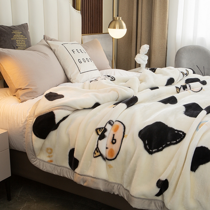 91家纺网 家纺一手货源 找家纺 好艺佳毛毯 2025新款（升级版）拉舍尔毛毯学生毯宿舍婚庆加厚双层毯子绒毯盖毯不掉毛毛毯 升级版-小萌牛