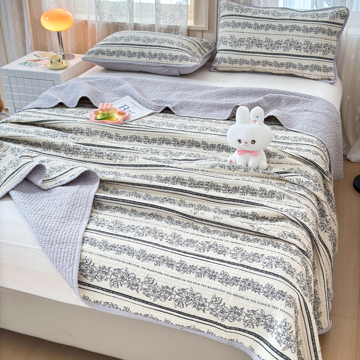 91家纺网 家纺一手货源 找家纺 橙子家居 2024新款A类木棉印花夹层新疆棉花四季款床盖三件套 西西里