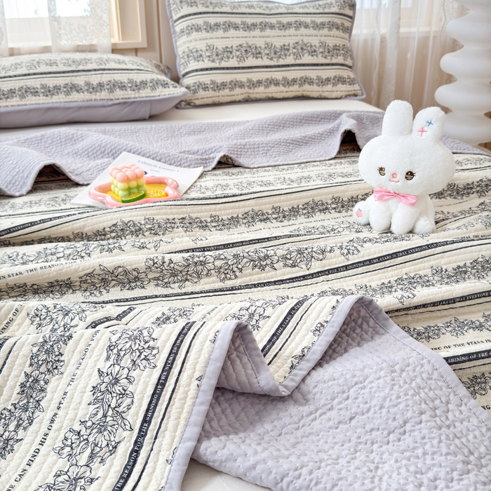 91家纺网 家纺一手货源 找家纺 橙子家居 2024新款A类木棉印花夹层新疆棉花四季款床盖三件套 西西里