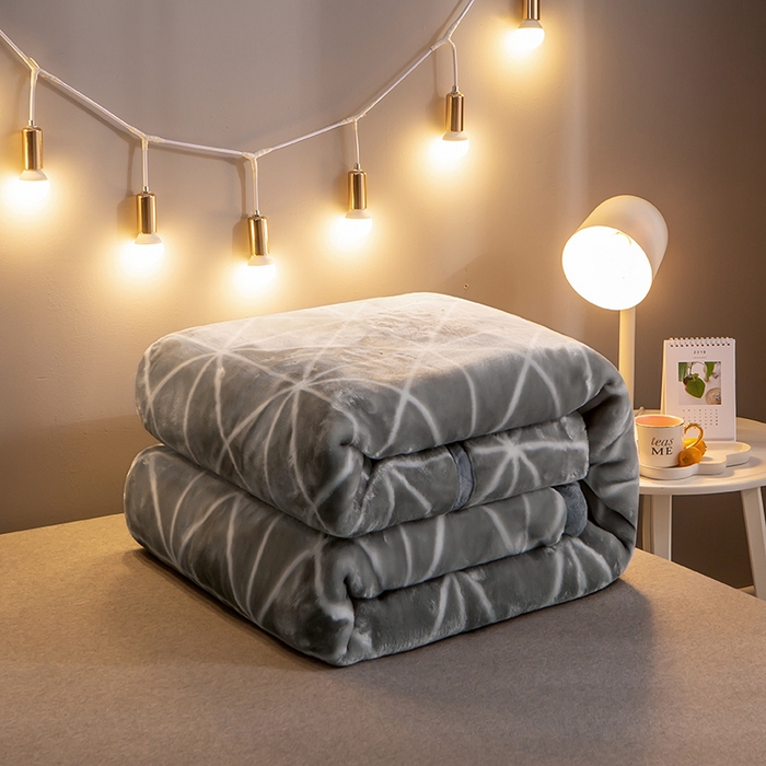 91家纺网 家纺一手货源 找家纺 好艺佳毛毯 2025新款（升级版）拉舍尔毛毯学生毯宿舍婚庆加厚双层毯子绒毯盖毯不掉毛毛毯 升级版-灰菱格