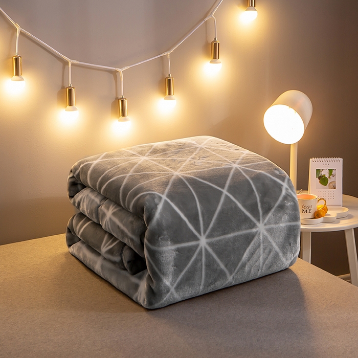 91家纺网 家纺一手货源 找家纺 好艺佳毛毯 2025新款（升级版）拉舍尔毛毯学生毯宿舍婚庆加厚双层毯子绒毯盖毯不掉毛毛毯 升级版-灰菱格