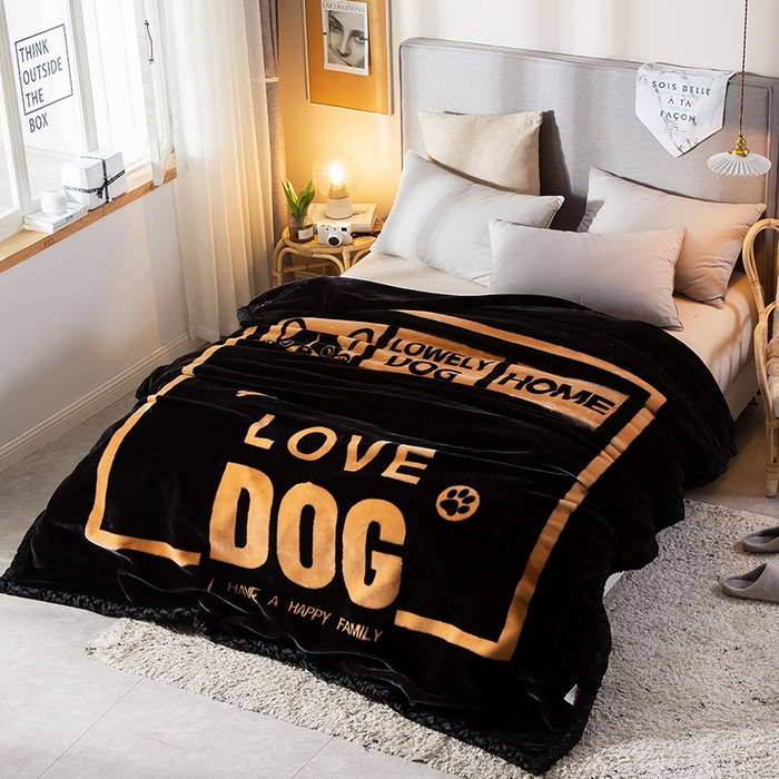 91家纺网 家纺一手货源 找家纺 好艺佳毛毯 2025新款（升级版）拉舍尔毛毯学生毯宿舍婚庆加厚双层毯子绒毯盖毯不掉毛毛毯 升级版-黑LOV