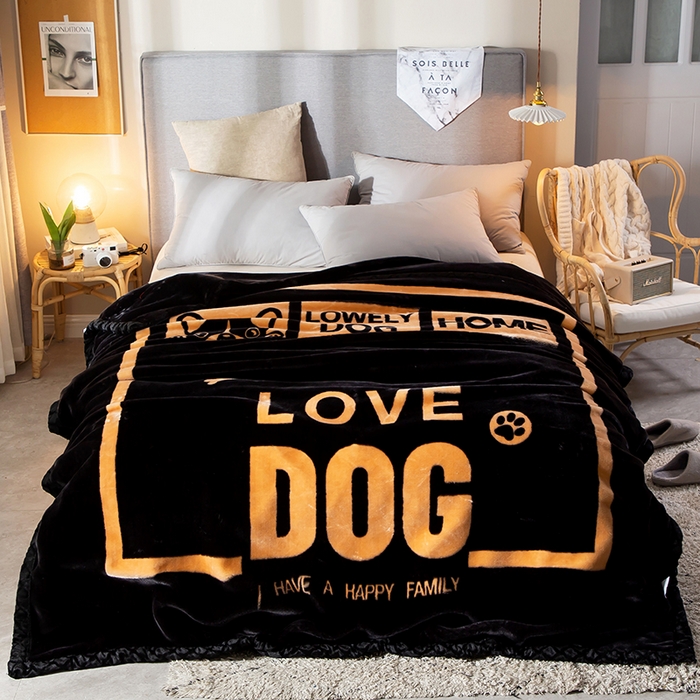 91家纺网 家纺一手货源 找家纺 好艺佳毛毯 2025新款（升级版）拉舍尔毛毯学生毯宿舍婚庆加厚双层毯子绒毯盖毯不掉毛毛毯 升级版-黑LOV