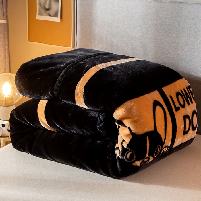 91家纺网 家纺一手货源 找家纺 好艺佳毛毯 2025新款（升级版）拉舍尔毛毯学生毯宿舍婚庆加厚双层毯子绒毯盖毯不掉毛毛毯 升级版-黑LOV