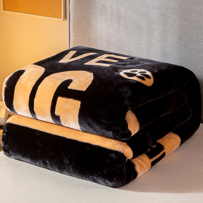 91家纺网 家纺一手货源 找家纺 好艺佳毛毯 2025新款（升级版）拉舍尔毛毯学生毯宿舍婚庆加厚双层毯子绒毯盖毯不掉毛毛毯 升级版-黑LOV
