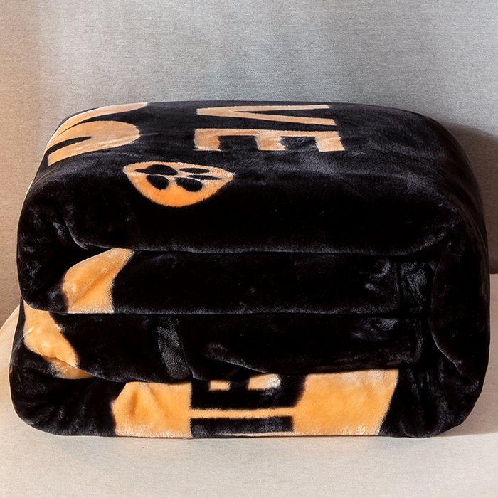 91家纺网 家纺一手货源 找家纺 好艺佳毛毯 2025新款（升级版）拉舍尔毛毯学生毯宿舍婚庆加厚双层毯子绒毯盖毯不掉毛毛毯 升级版-黑LOV