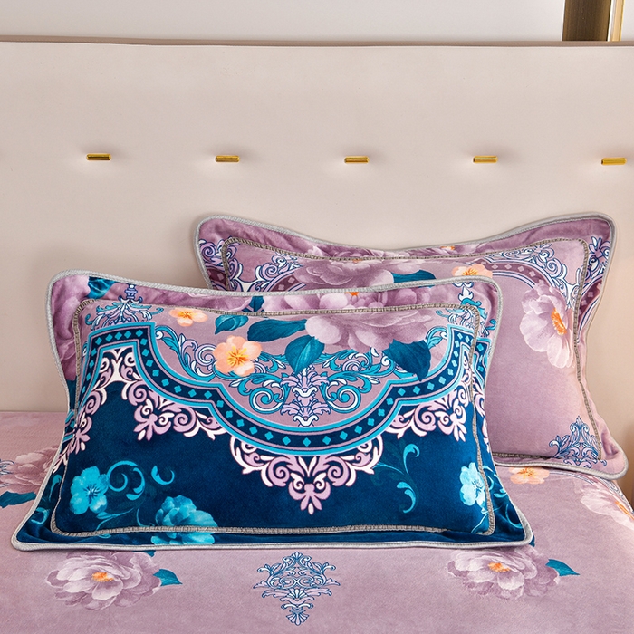 91家纺网 家纺一手货源 找家纺 缘莉娜家纺2025新款花色高克重加厚牛奶绒金貂绒被套单件如花似锦