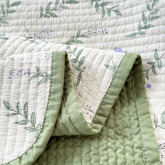 91家纺网 家纺一手货源 找家纺 橙子家居 2024新款A类木棉印花夹层新疆棉花四季款床盖三件套 春天里