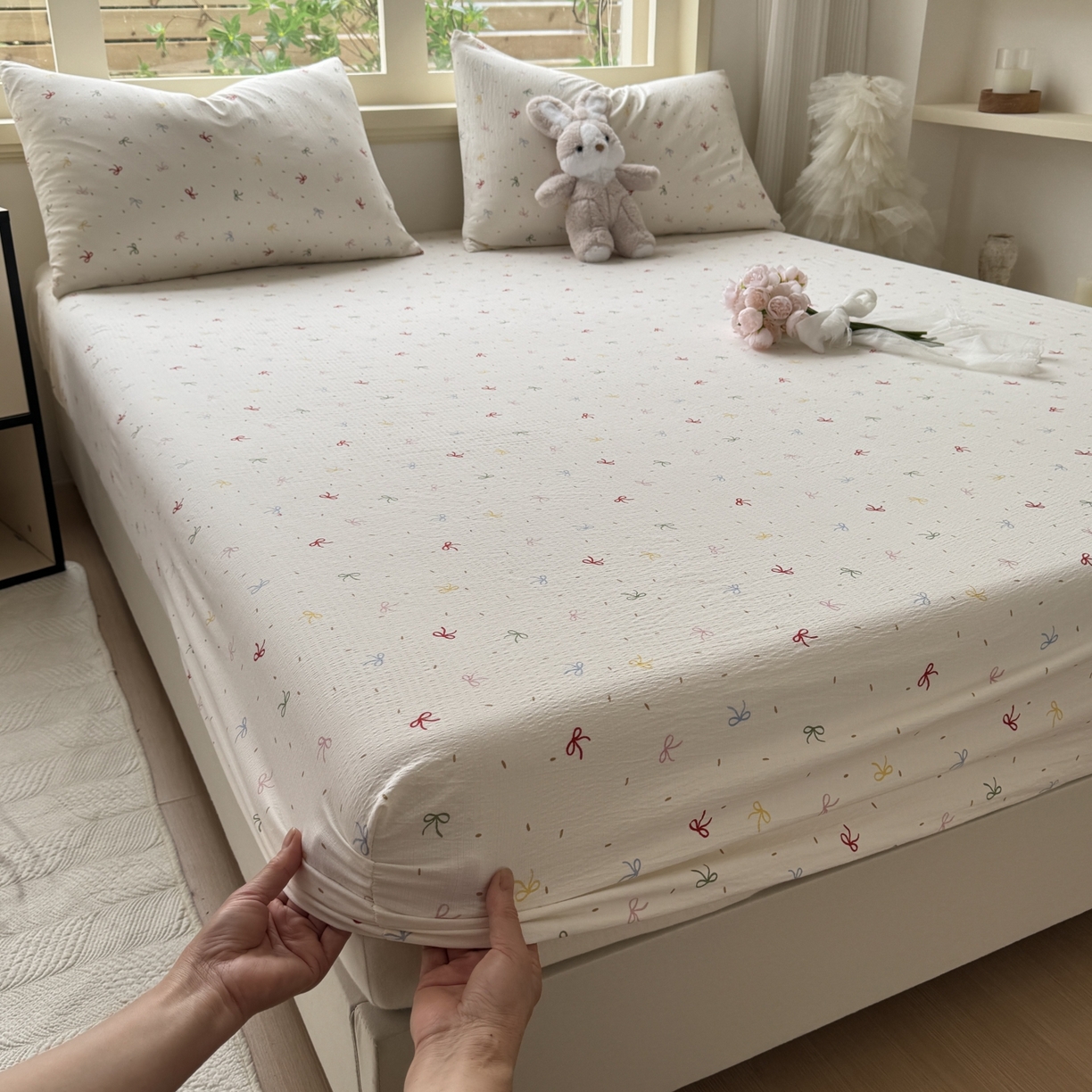 91家纺网 家纺一手货源 找家纺 （总）叠派家纺 2025新款A类双层纱提花单品系列-单床笠