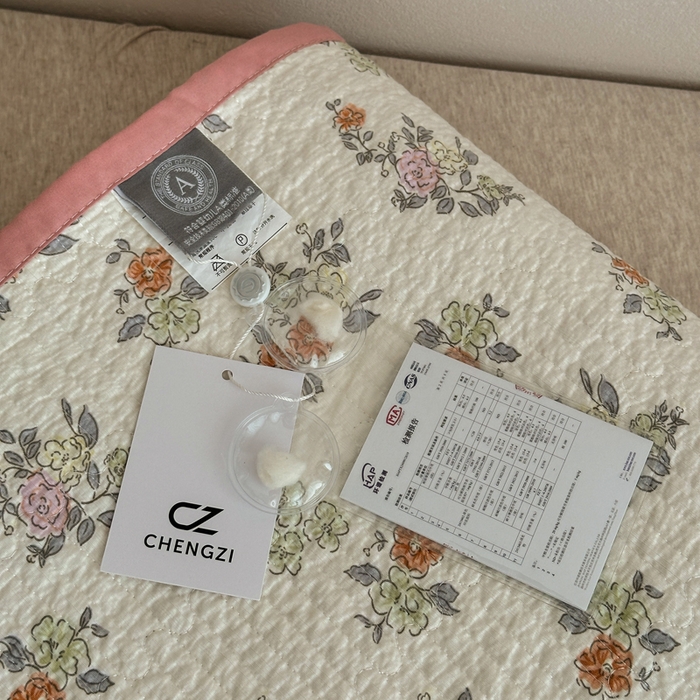 91家纺网 家纺一手货源 找家纺 （总）橙子家居 2024新款A类高温砂洗木棉印花床盖三件套夹层新疆棉花四季款-实拍图