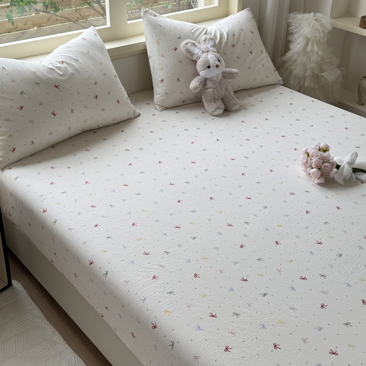 91家纺网 家纺一手货源 找家纺 （总）叠派家纺 2025新款A类双层纱提花单品系列-单床笠