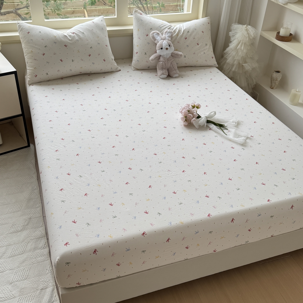 91家纺网 家纺一手货源 找家纺 （总）叠派家纺 2025新款A类双层纱提花单品系列-单床笠