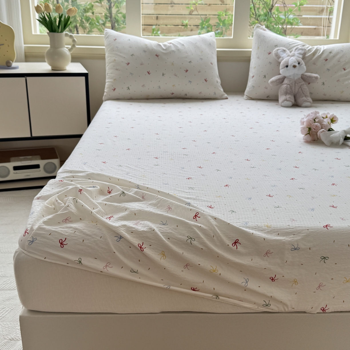 91家纺网 家纺一手货源 找家纺 （总）叠派家纺 2025新款A类双层纱提花单品系列-单床笠