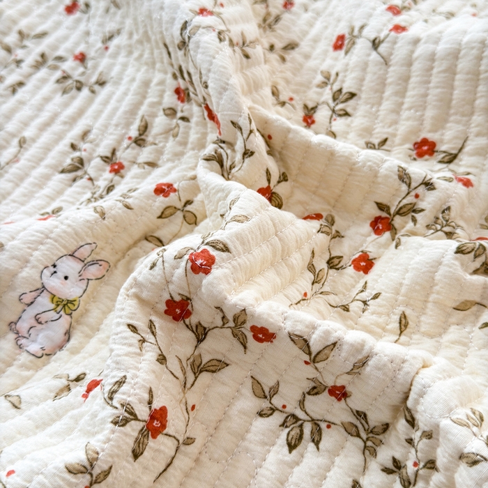 91家纺网 家纺一手货源 找家纺 橙子家居 2024新款A类木棉印花夹层新疆棉花四季款床盖三件套 免仙子