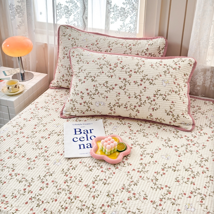 91家纺网 家纺一手货源 找家纺 橙子家居 2024新款A类木棉印花夹层新疆棉花四季款床盖三件套 免仙子