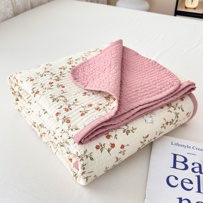 91家纺网 家纺一手货源 找家纺 橙子家居 2024新款A类木棉印花夹层新疆棉花四季款床盖三件套 免仙子