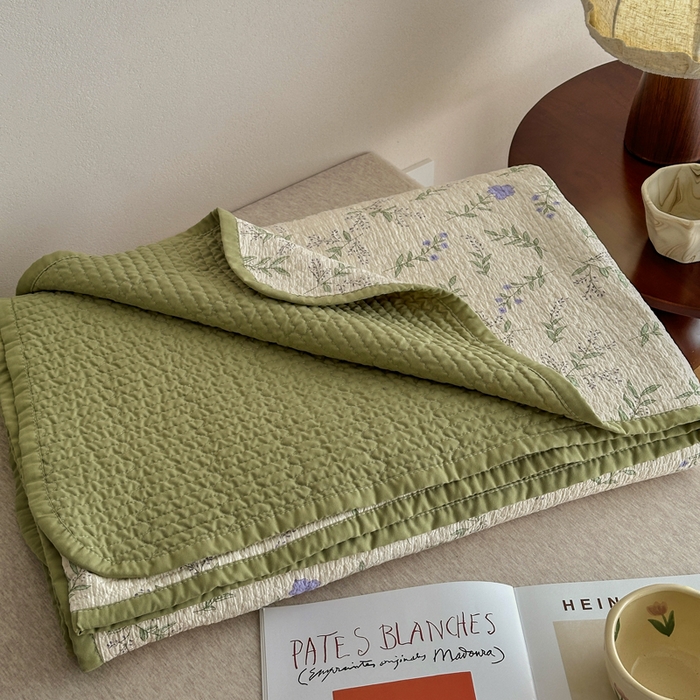 橙子家居 2024新款A类高温砂洗木棉印花床盖三件套夹层新疆棉花四季款-实拍图 春天里