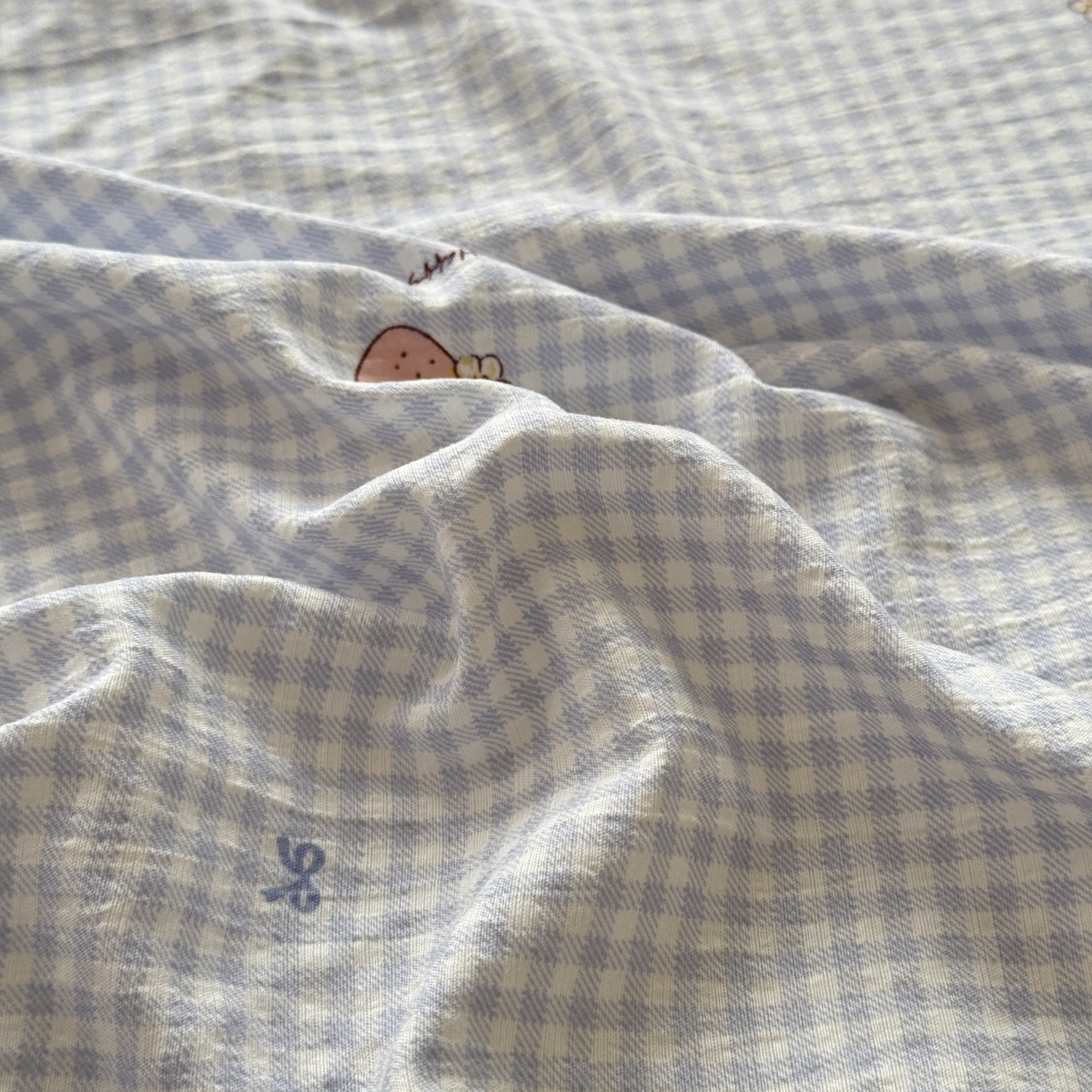 91家纺网 家纺一手货源 找家纺 叠派家纺 2025新款A类双层纱提花单品系列-单床笠 清新草莓