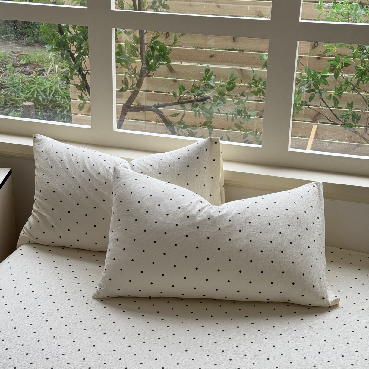 91家纺网 家纺一手货源 找家纺 叠派家纺 2025新款A类双层纱提花单品系列-单床笠 圆点