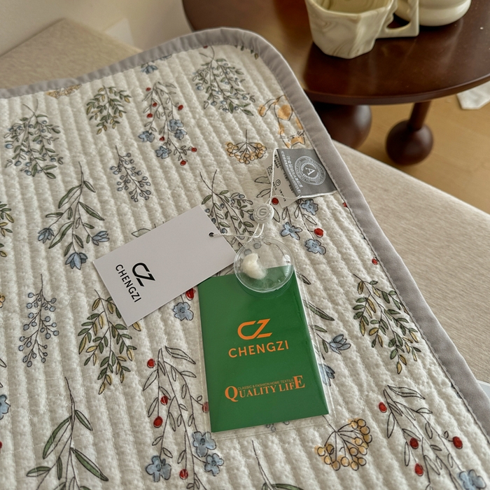 91家纺网 家纺一手货源 找家纺 橙子家居 2024新款A类高温砂洗木棉印花床盖三件套夹层新疆棉花四季款-实拍图 薰衣草