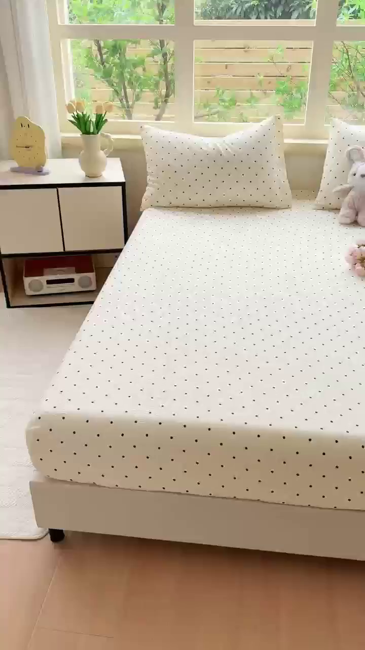 91家纺网 家纺一手货源 找家纺 叠派家纺 2025新款A类双层纱提花单品系列-单床笠 圆点