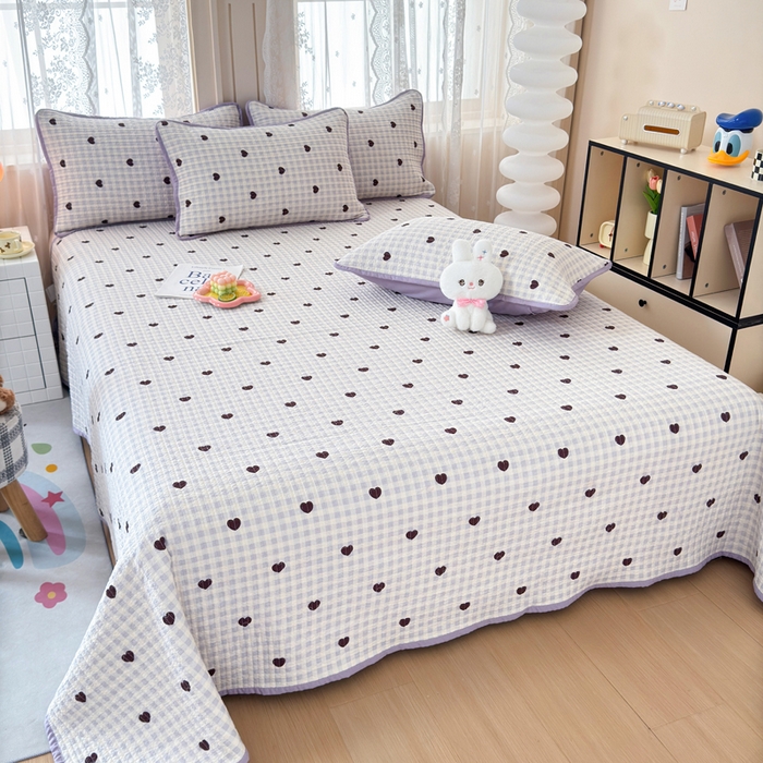 91家纺网 家纺一手货源 找家纺 （总）橙子家居 2024新款A类木棉印花床盖三件套四季款夹层新疆棉花