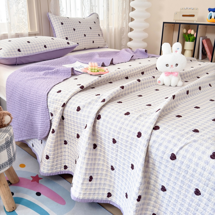 91家纺网 家纺一手货源 找家纺 （总）橙子家居 2024新款A类木棉印花床盖三件套四季款夹层新疆棉花