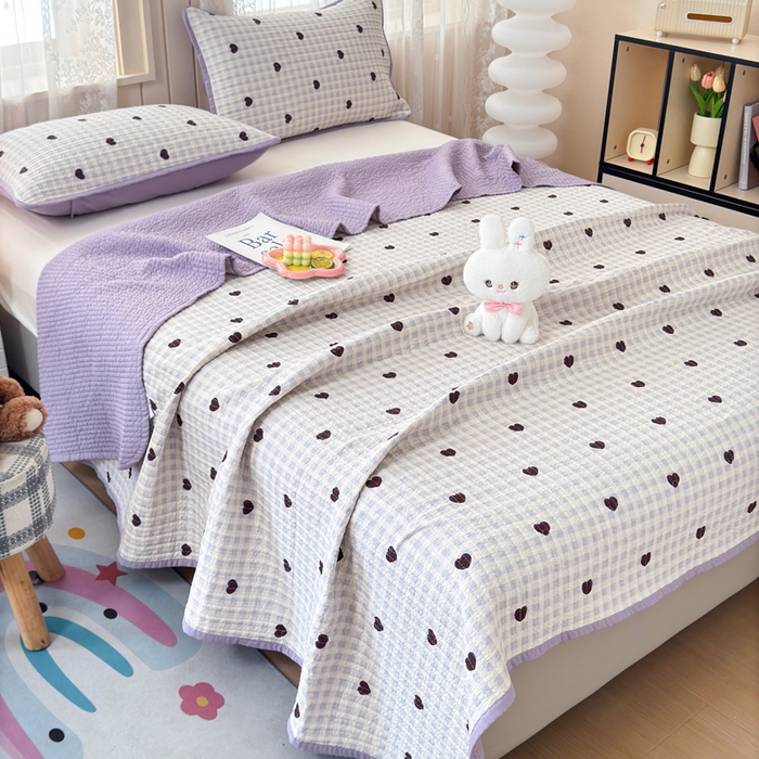 91家纺网 家纺一手货源 找家纺 （总）橙子家居 2024新款A类木棉印花床盖三件套四季款夹层新疆棉花