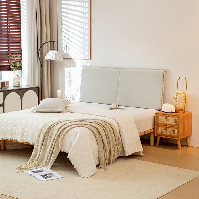 91家纺网 家纺一手货源 找家纺 沐沐家纺 2026新款灯芯绒床头平板大靠背 灰色