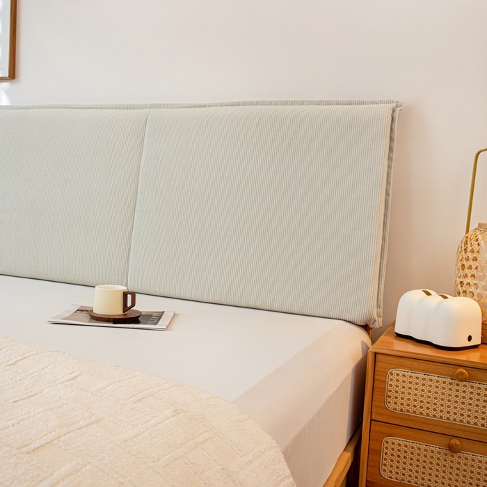 91家纺网 家纺一手货源 找家纺 沐沐家纺 2026新款灯芯绒床头平板大靠背 灰色