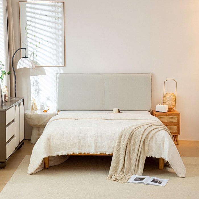 91家纺网 家纺一手货源 找家纺 沐沐家纺 2026新款灯芯绒床头平板大靠背 灰色