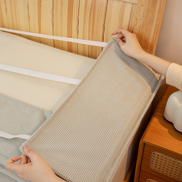 91家纺网 家纺一手货源 找家纺 沐沐家纺 2026新款灯芯绒床头平板大靠背 灰色