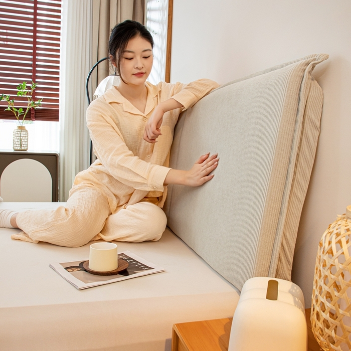 沐沐家纺 2026新款灯芯绒床头平板大靠背 灰色