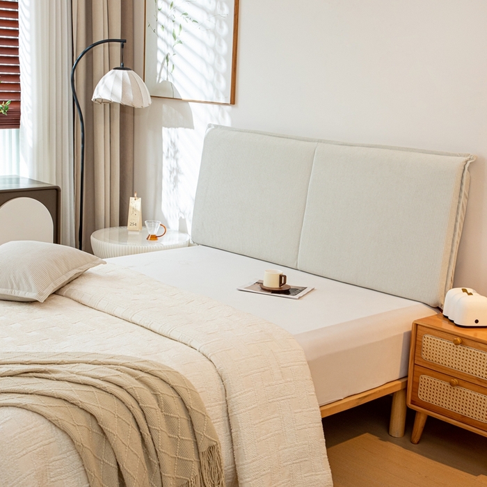 91家纺网 家纺一手货源 找家纺 沐沐家纺 2026新款灯芯绒床头平板大靠背 灰色