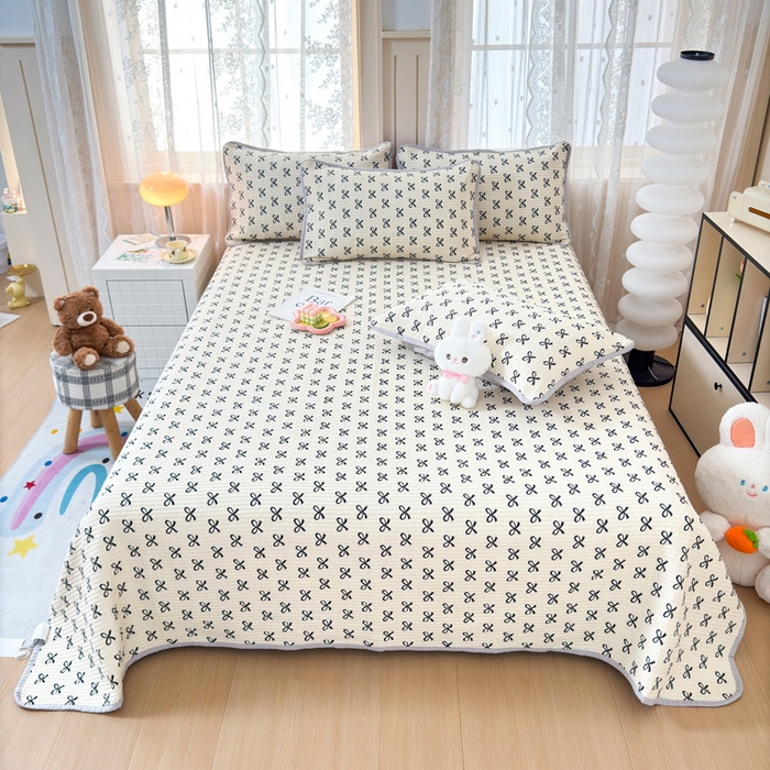 91家纺网 家纺一手货源 找家纺 （总）橙子家居 2024新款A类木棉印花床盖三件套四季款夹层新疆棉花