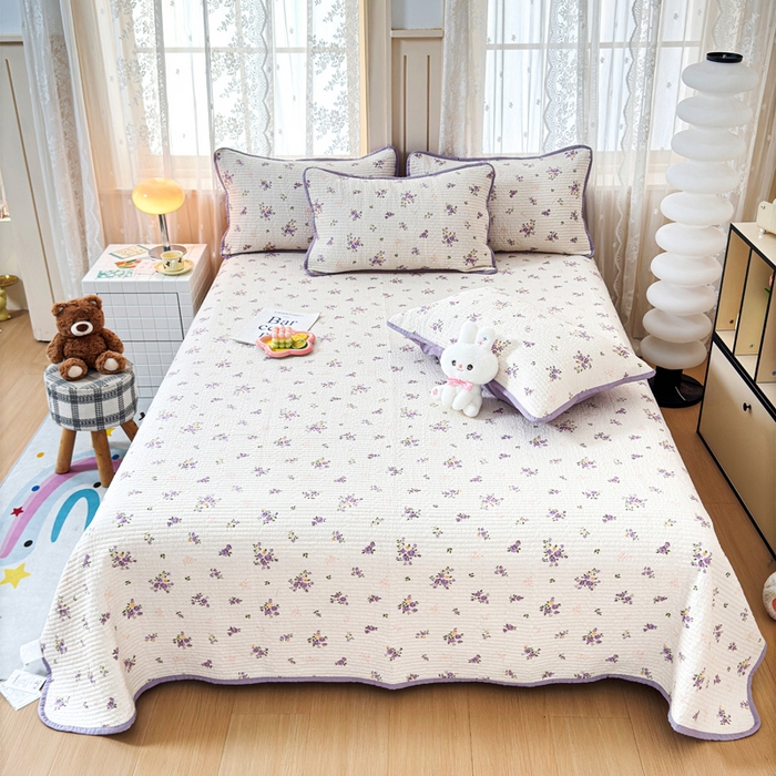 91家纺网 家纺一手货源 找家纺 （总）橙子家居 2024新款A类木棉印花床盖三件套四季款夹层新疆棉花