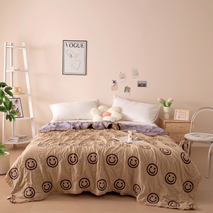 91家纺网 家纺一手货源 找家纺 （总）橙子家居 2024新款韩国泡芙被纯棉五层纱布空调被夏凉被 春秋被