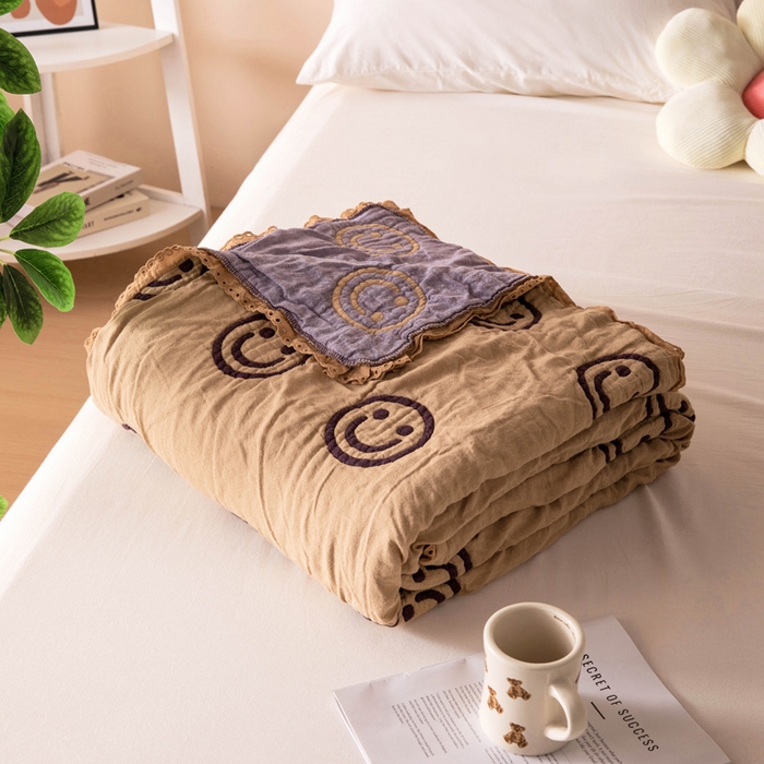 （总）橙子家居 2024新款韩国泡芙被纯棉五层纱布空调被夏凉被 春秋被