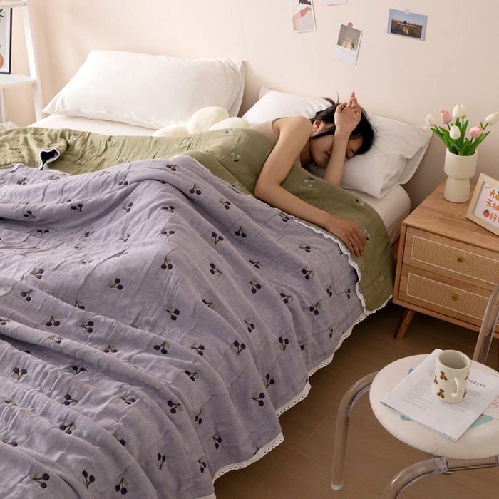 91家纺网 家纺一手货源 找家纺 （总）橙子家居 2024新款韩国泡芙被纯棉五层纱布空调被夏凉被 春秋被