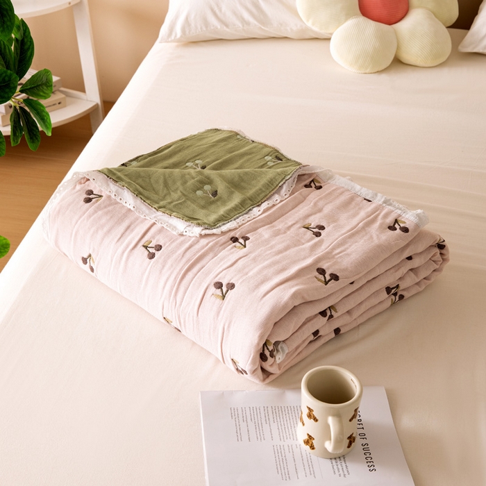 91家纺网 家纺一手货源 找家纺 （总）橙子家居 2024新款韩国泡芙被纯棉五层纱布空调被夏凉被 春秋被