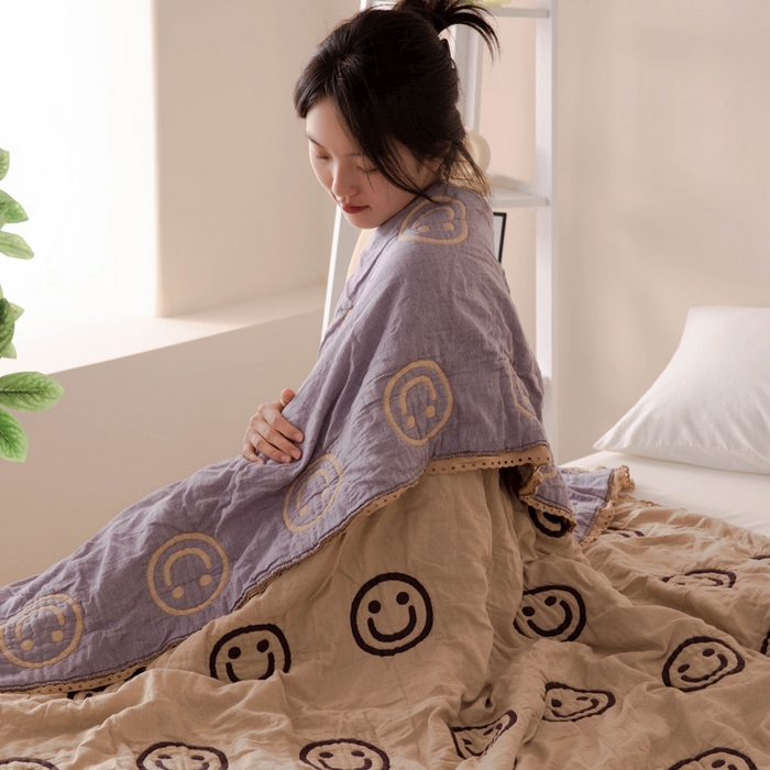 91家纺网 家纺一手货源 找家纺 （总）橙子家居 2024新款韩国泡芙被纯棉五层纱布空调被夏凉被 春秋被