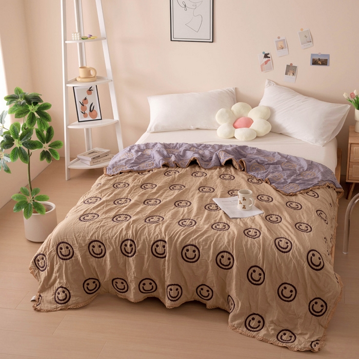 91家纺网 家纺一手货源 找家纺 （总）橙子家居 2024新款韩国泡芙被纯棉五层纱布空调被夏凉被 春秋被