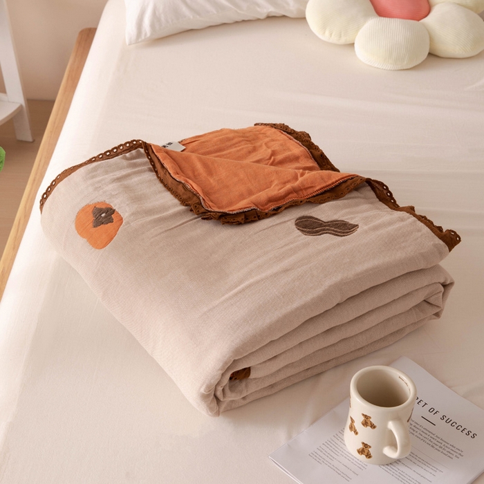 91家纺网 家纺一手货源 找家纺 （总）橙子家居 2024新款韩国泡芙被纯棉五层纱布空调被夏凉被 春秋被