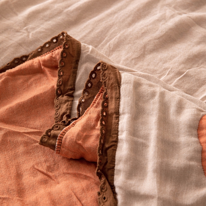 91家纺网 家纺一手货源 找家纺 橙子家居 2024新款韩国泡芙被纯棉五层纱布空调被夏凉被 春秋被 柿柿如意