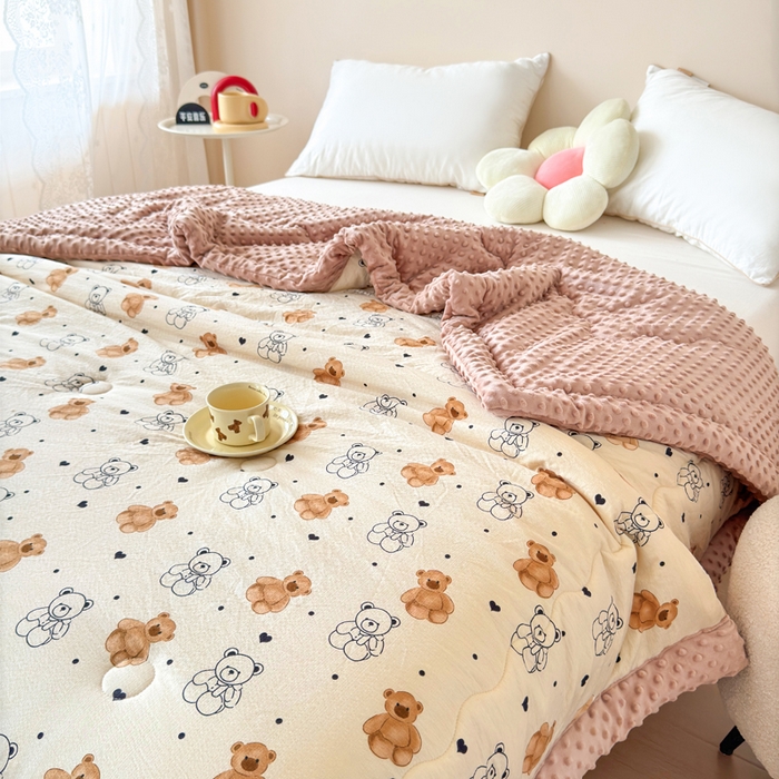 91家纺网 家纺一手货源 找家纺 橙子家居 2024新款【跑量款】A类母婴安抚豆豆被 被子被芯 豆豆被-小熊派对