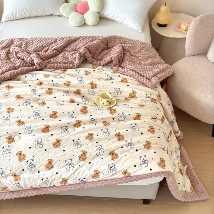 91家纺网 家纺一手货源 找家纺 橙子家居 2024新款【跑量款】A类母婴安抚豆豆被 被子被芯 豆豆被-小熊派对