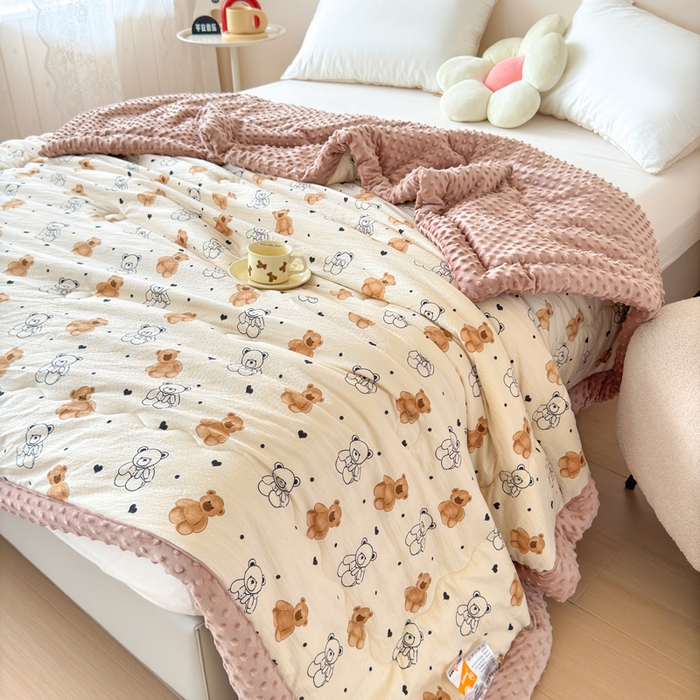 91家纺网 家纺一手货源 找家纺 橙子家居 2024新款【跑量款】A类母婴安抚豆豆被 被子被芯 豆豆被-小熊派对