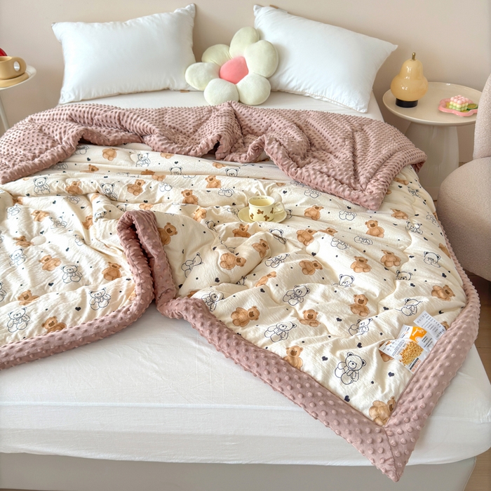 91家纺网 家纺一手货源 找家纺 橙子家居 2024新款【跑量款】A类母婴安抚豆豆被 被子被芯 豆豆被-小熊派对